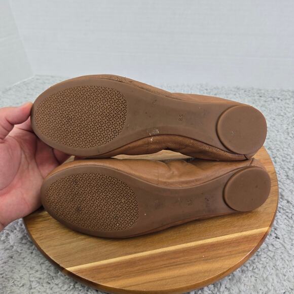 Tory Burch Brown Leather Casual Slip On Daily Lifestyle Ballet Flat Womens 8.5 M - Picture 10 of 14